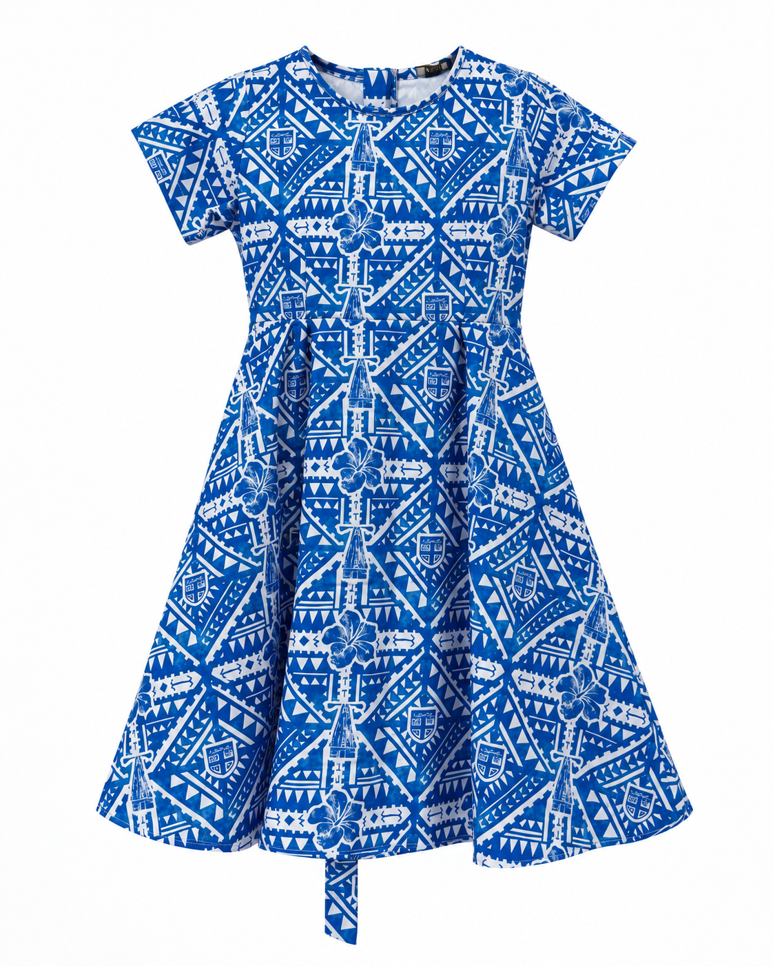 Girls Polyester Bula Short Sleeve Flare Dress W/belt Dua