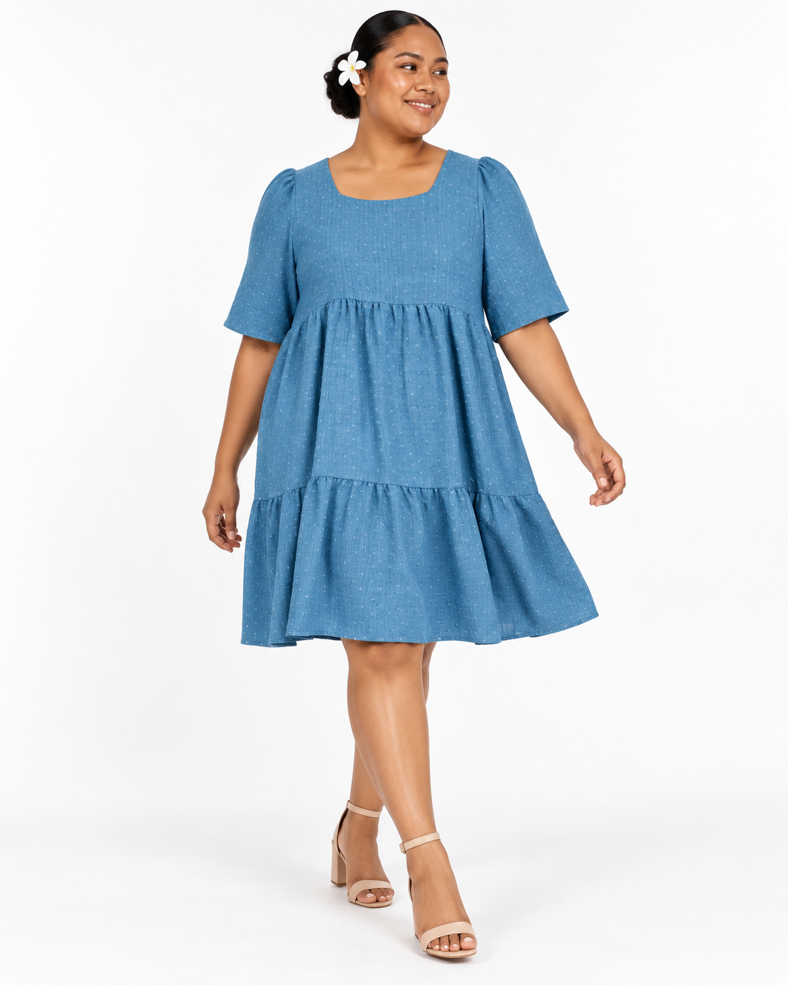 Layered Curve Dress Denim